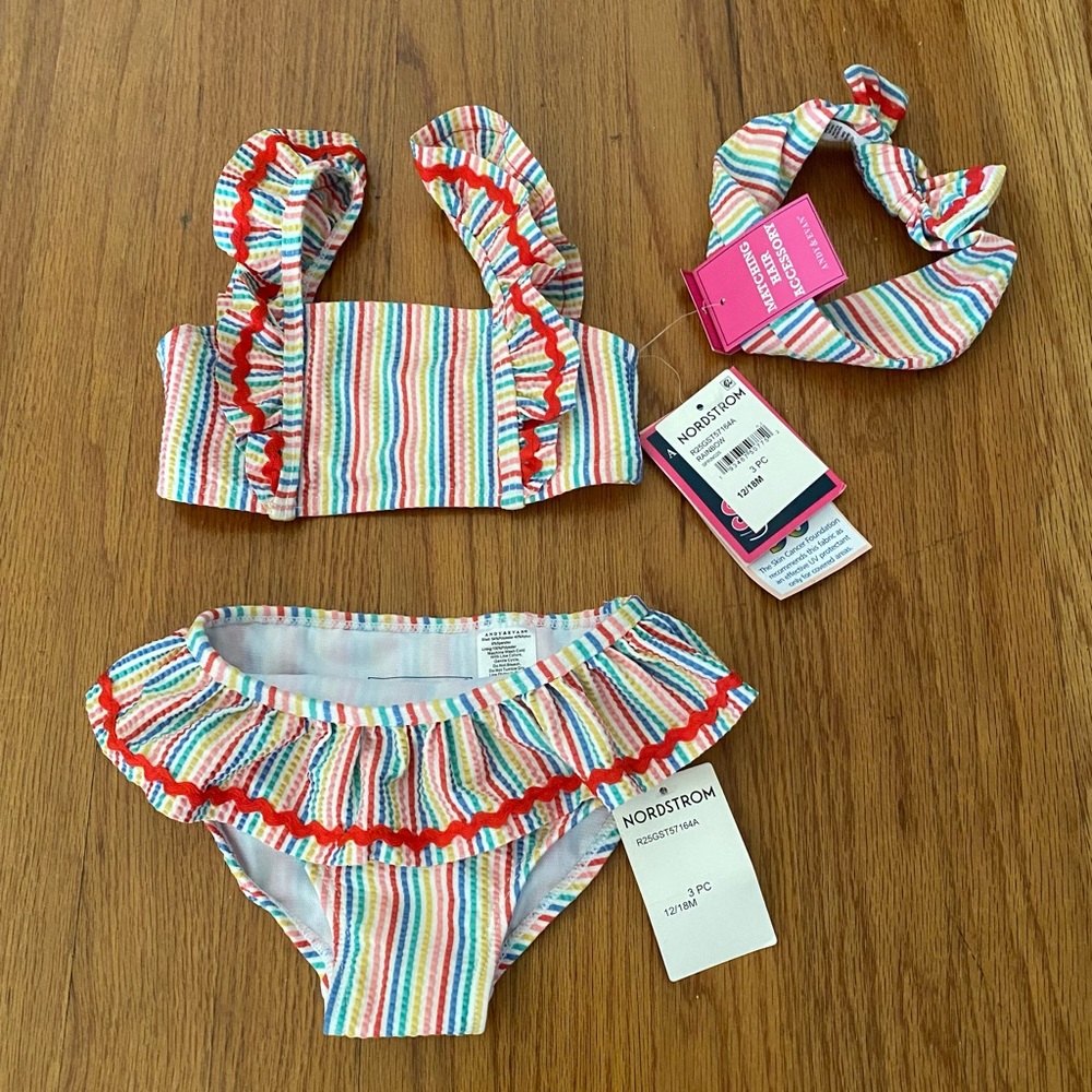 Andy & Evan Rainbow Seersucker Bikini 3 Pieces Set